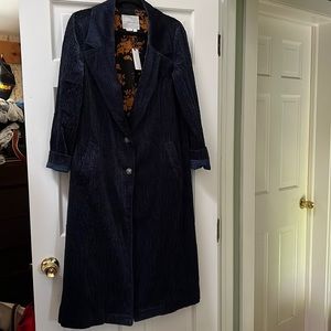 NWT navy blue corduroy midi /maxi coat Anthropologie.